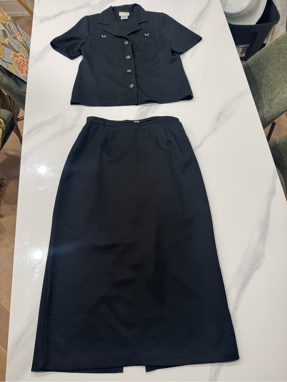 Vintage Vanity Fair Black Two-Piece Skirt Set